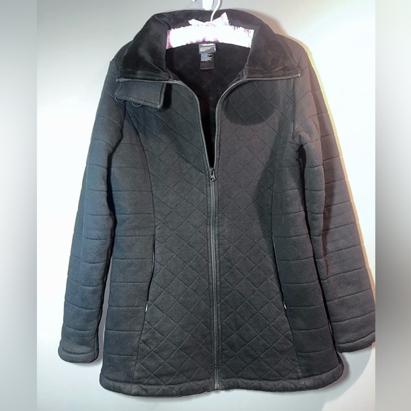 The North Face Quilted Fleece Jacket Women’s Large – Full Zip High Neck Black - Picture 11 of 12
